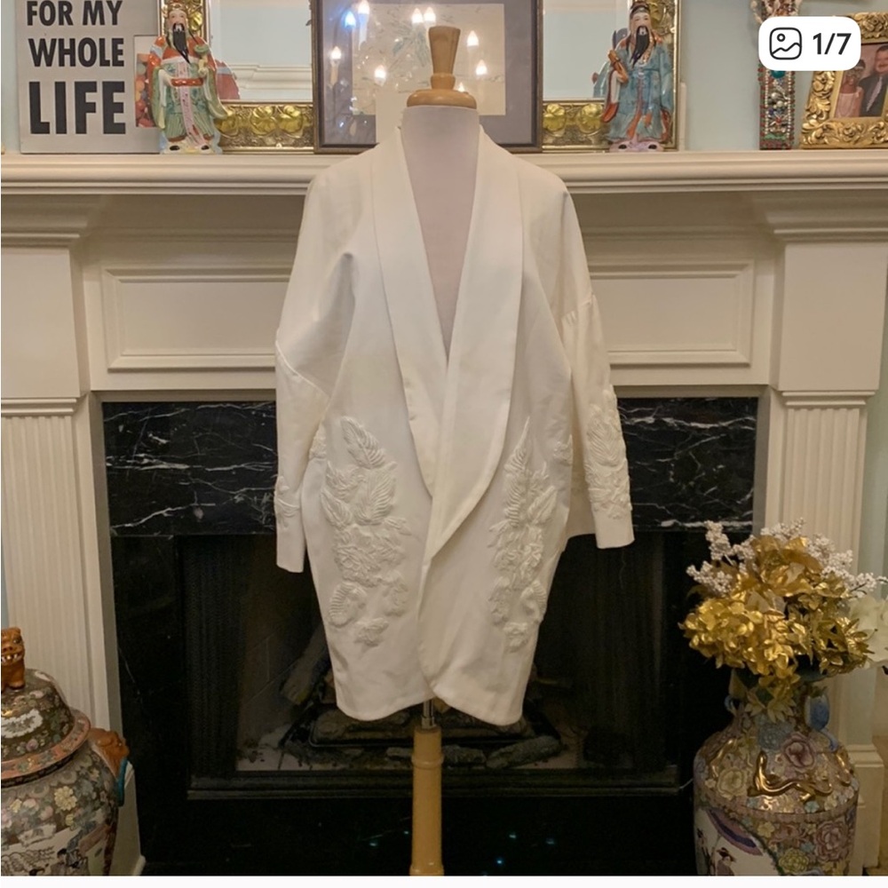 Chico's Ivory Floral Embroidered Kimono Chico’s size 3 - Picture 1 of 13